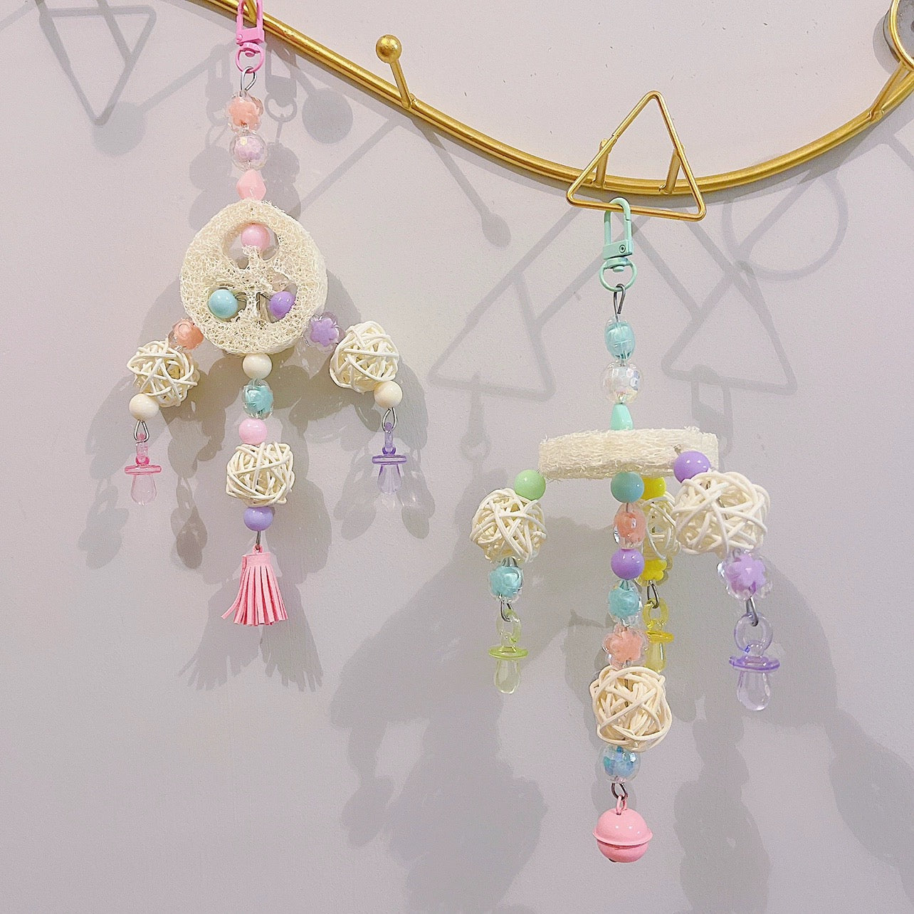 23cm Kawaii Baby Toys Style Pastel Color Hanging Toy for Bite Birdcage