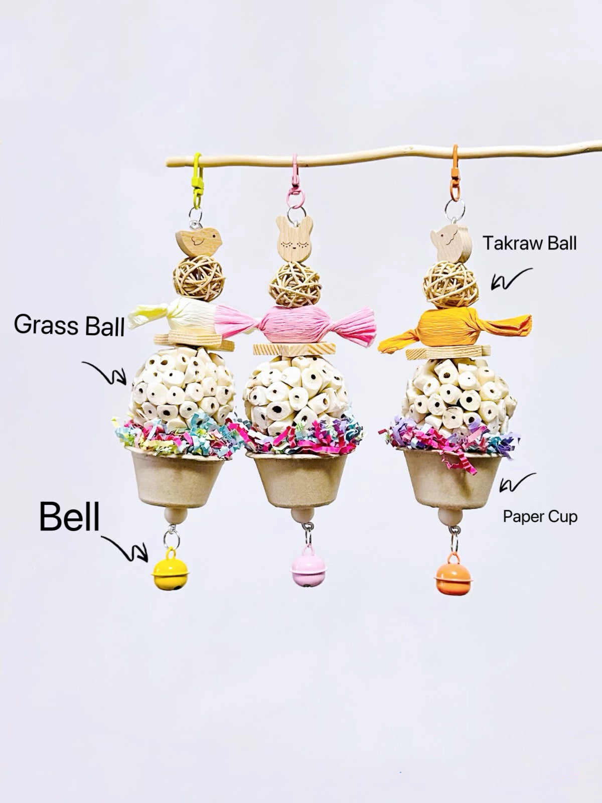 22cm Kawaii Style Colourful Candy with CupCake Bell Bite Hanging Natur