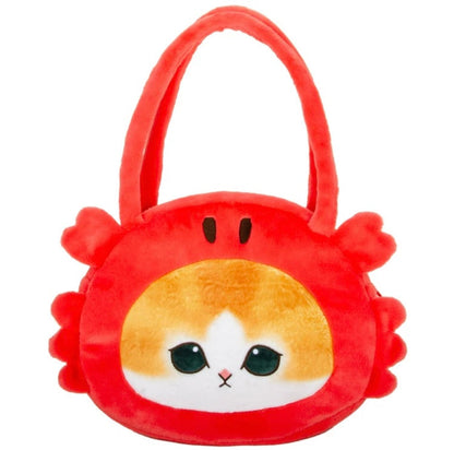 Japan Artist Mofusand Cat Neko Ocean Marine Big Plush Bag | Crab Salamander Globefish - Mascot Plush Shoulder Bag