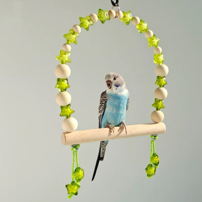 17x15cm Natural Style Green Star Hanging Natural Parrot Birdie Toy for Small Medium Size Parrot Cages Accessories