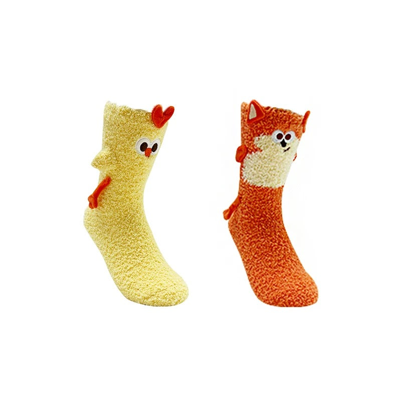 Lovely Chicken Fat Dundun Fun Home Socks | DunDun Chicken Dunny Fox - Children Gift Animal Kawaii Items