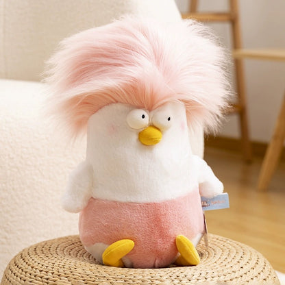 Lovely Chicken Funny Hair Chicken Giant Plush Doll | Green Pink Purple Yellow - Children Gift Animal Plush Doll Hair DIY