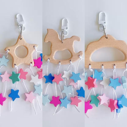 20cm Parrot Toy Colourful Wooden Stars | Star Rocking Horse Cloud - Bird Bites Hanging Toy Handmade Bird Toys Organic Bird Cages Accessories