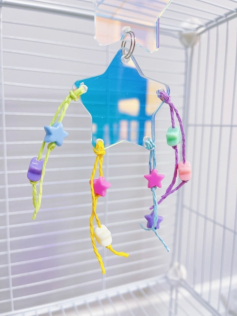 20cm Acrylic Stars Shapes Bird Bites Hanging Toy Handmade Bird Toys Organic Bird Cages Accessories