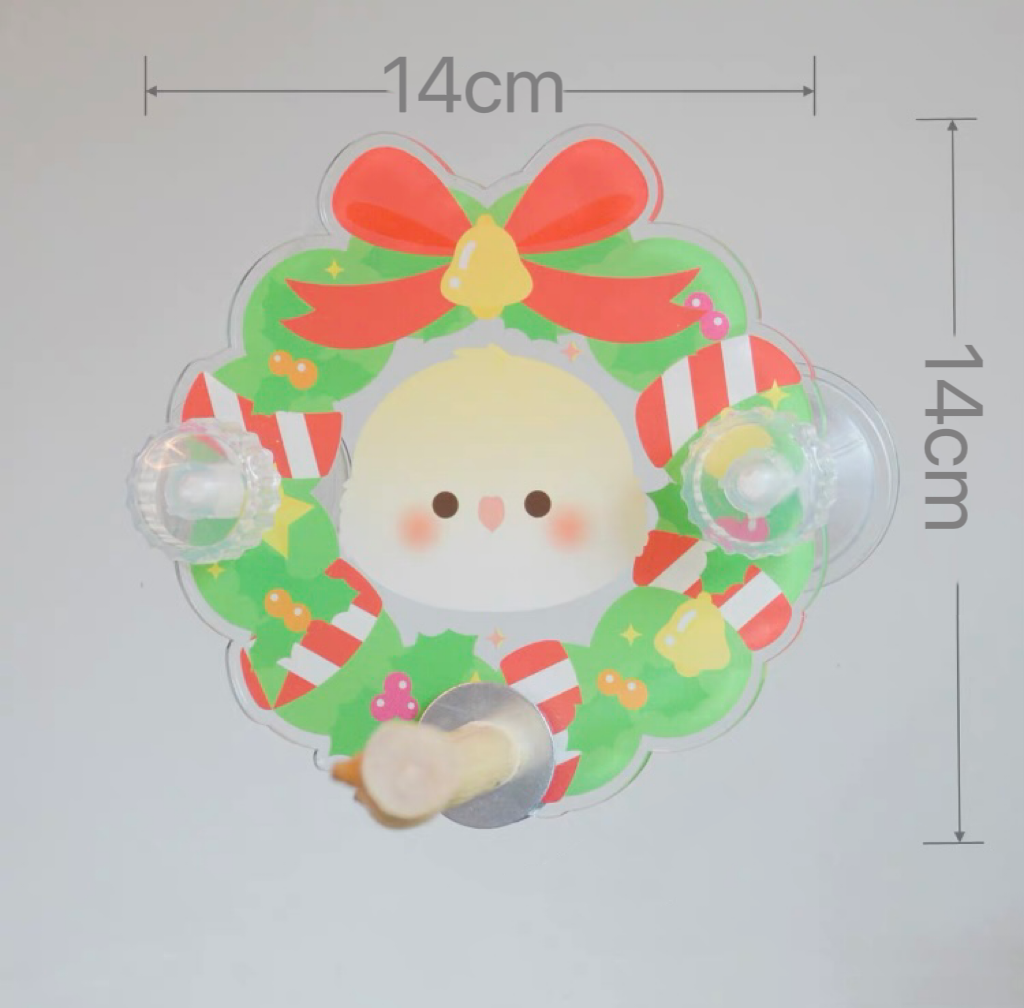 Christmas Xmas Theme Acrylic Parrot Window Bird Wooden Perch Stickers Stand for Small Medium Bird Parrot Lovebird Budgie