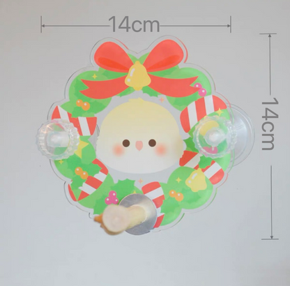 Christmas Xmas Theme Acrylic Parrot Window Bird Wooden Perch Stickers Stand for Small Medium Bird Parrot Lovebird Budgie