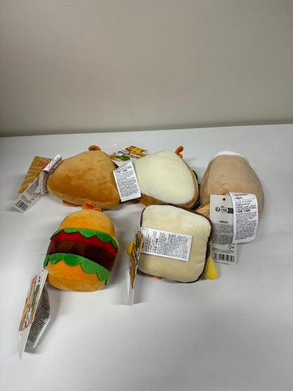 Lovely Chicken Fat Dundun Mini Plush Doll | Fast Food Set of 5 Pizza Sandwich Hamburger Milktea Toast - Children Gift Animal Plush Doll