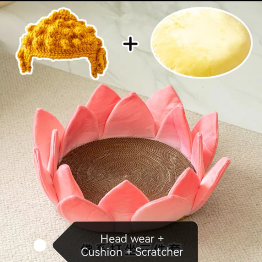 Cute Lotus Kitten Pet Bed | Cat Scratcher |Cat House |Puppy bed | Pet furniture