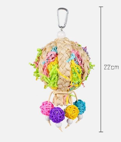 22cm Colourful Style Hot Air Balloon Bite Hanging Natural Parrot Birdie Toy for Small Medium Size Parrot Cages Accessories