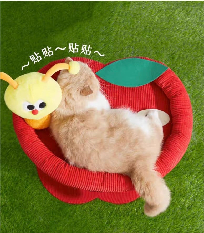 49x40x40cm Red Bad Apple with Worm Small Cat Tree | Cat Scratcher | Cat House | Cat bed | Cat Playground | Pet furniture