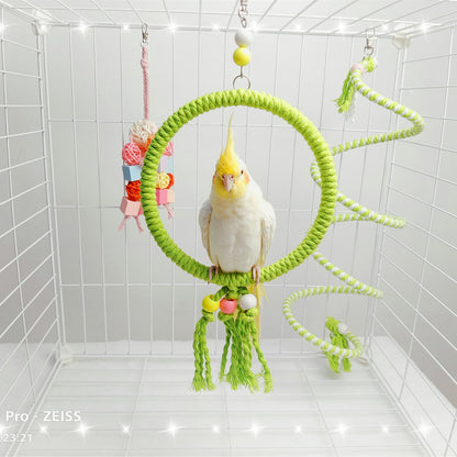 11.5-15cm SML Size Kawaii Style Colourful Rope Swings Parrot Birdie Toy for Small Medium Parrot