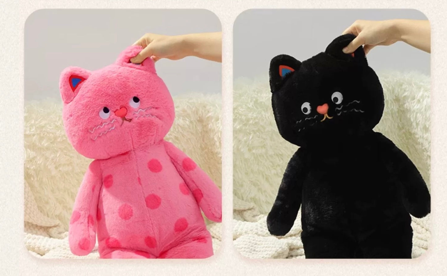 Lovely Cat Big and Giant Plush Doll | Pink with Dot Black- 60cm 100cm Soft Big Plush Doll Children Girl Gift Kitten Neko