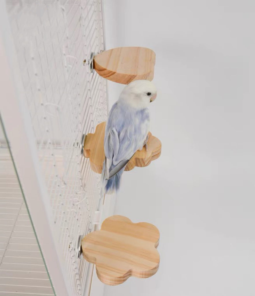 10cm Cute Style Small Wooden Platform | Flower Heart Tree Star Cloud - Parrot Birdie Toy for Small Medium Parrot Hamster Pets