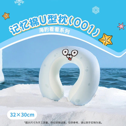 Lovely Seal Sealook Neck Pillow | 001 Blue 011 Grey - - Airplane Pillow Kawaii items Room Decoration