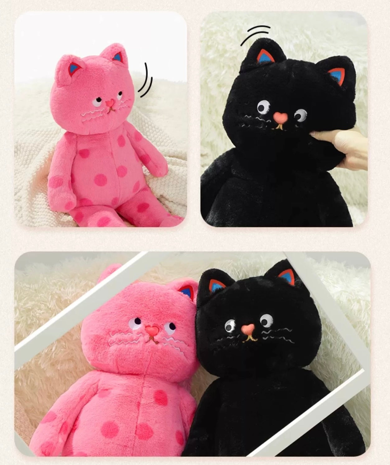 Lovely Cat Big and Giant Plush Doll | Pink with Dot Black- 60cm 100cm Soft Big Plush Doll Children Girl Gift Kitten Neko