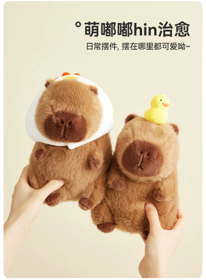 The Green Party Capybara Plush Doll | Capybara with Duck and Chicken - 12cm 28cm 40cm Children Gift Animal mini Plush Doll Keychain Plush Doll 