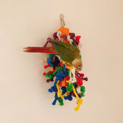 20x15cm Colourful Style Ropes Bite Hanging Natural Parrot Birdie Toy for Medium Large Size Parrot Cages Accessories