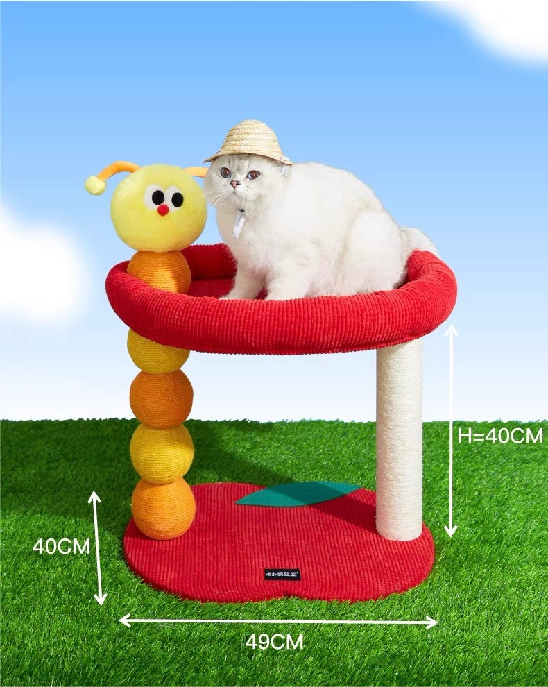 49x40x40cm Red Bad Apple with Worm Small Cat Tree | Cat Scratcher | Cat House | Cat bed | Cat Playground | Pet furniture