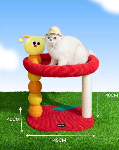 49x40x40cm Red Bad Apple with Worm Small Cat Tree | Cat Scratcher | Cat House | Cat bed | Cat Playground | Pet furniture