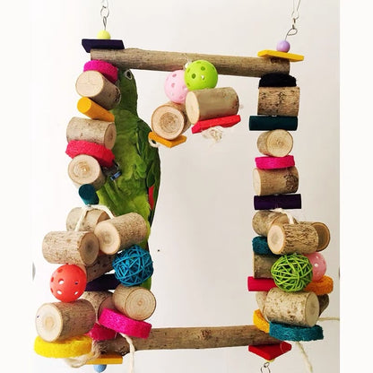 40x25cm Natural Style Giant Wooden Bite Hanging Natural Parrot Birdie Toy for Medium Large Size Parrot Cages Accessories