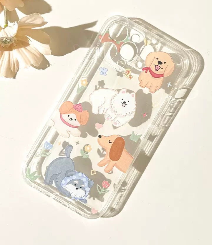 Lovely Dog Puppy Couple iPhone Case 6 7 8 PLUS SE2 XS XR X 11 12 13 14 15 Pro Promax 12mini 13mini