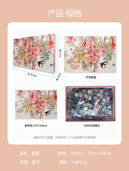 SOULPUZZ 1000 Pieces Puzzle | Spring Atmosphere - Flower with Birds Shining Puzzle Difficulty Decompression Couples Trendy Gifts Home Decoration