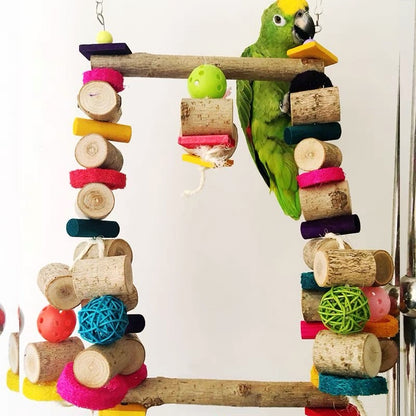 40x25cm Natural Style Giant Wooden Bite Hanging Natural Parrot Birdie Toy for Medium Large Size Parrot Cages Accessories