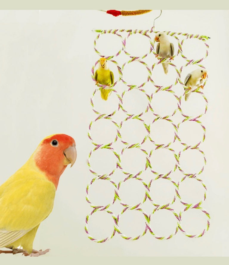 Colourful Style Pastel Climbing Net Hanging Parrot Birdie Toy for Small Medium Size Parrot Cages Accessories