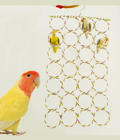 Colourful Style Pastel Climbing Net Hanging Parrot Birdie Toy for Small Medium Size Parrot Cages Accessories