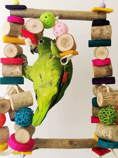 40x25cm Natural Style Giant Wooden Bite Hanging Natural Parrot Birdie Toy for Medium Large Size Parrot Cages Accessories