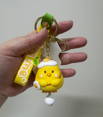 Lovely Chicken Hug me Plastic Keychain | Egg Chick with Bell - Children Gift Animal Lanyards