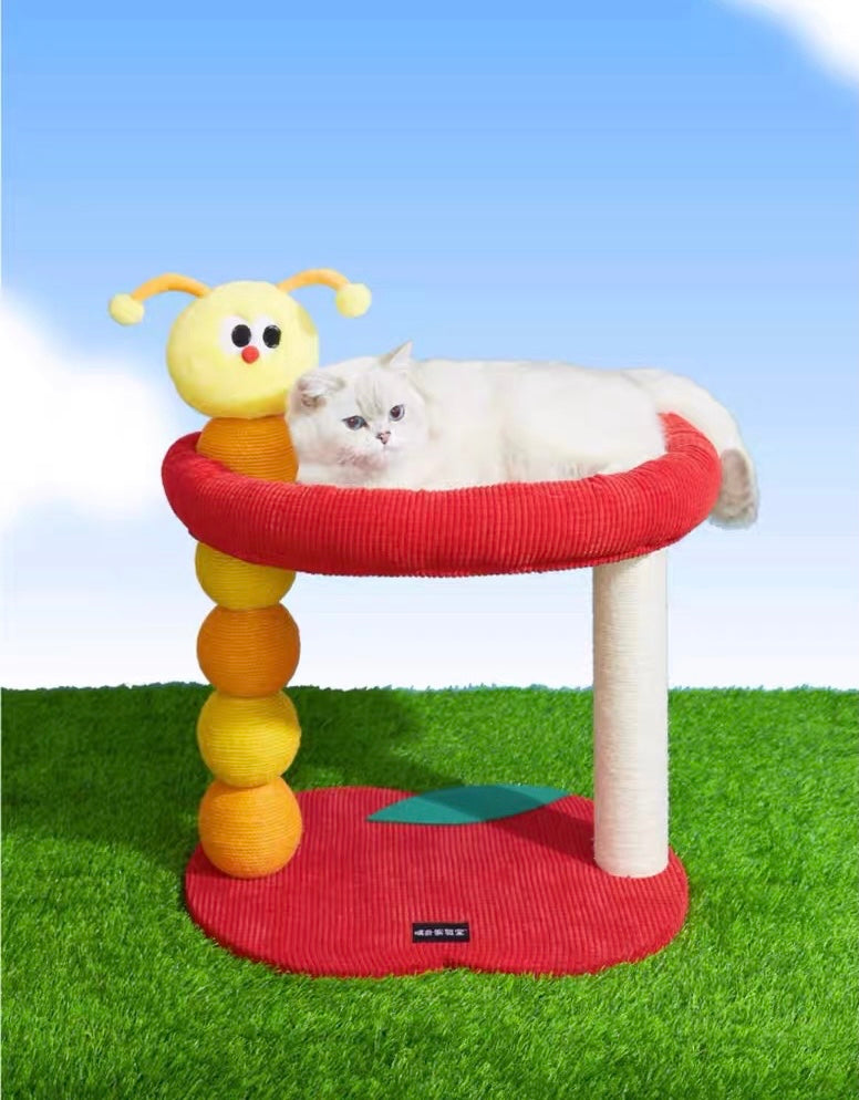 49x40x40cm Red Bad Apple with Worm Small Cat Tree | Cat Scratcher | Cat House | Cat bed | Cat Playground | Pet furniture