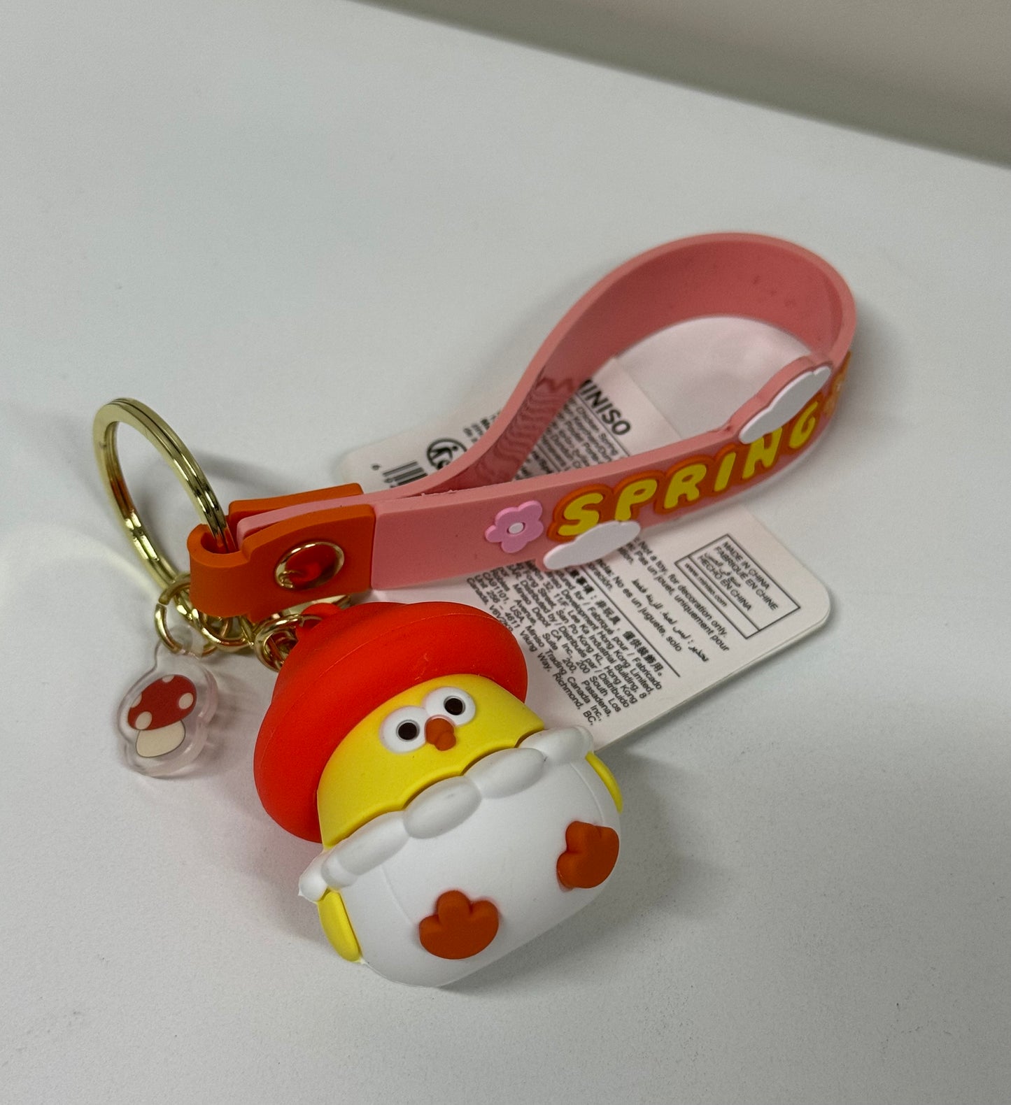 Lovely Chicken Fat Dundun Plastic Keychain | Mushroom DunDun Chick - Children Gift Animal Lanyards