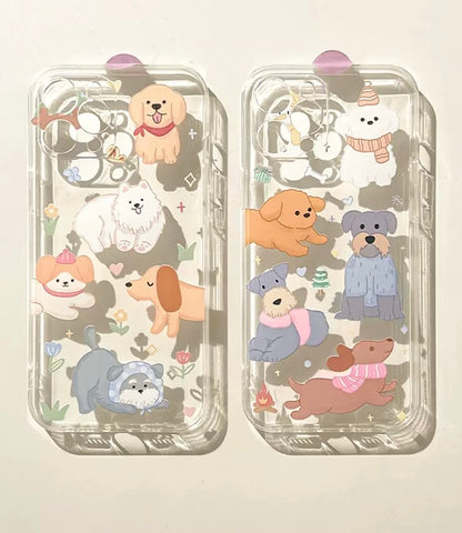 Lovely Dog Puppy Couple iPhone Case 6 7 8 PLUS SE2 XS XR X 11 12 13 14 15 Pro Promax 12mini 13mini