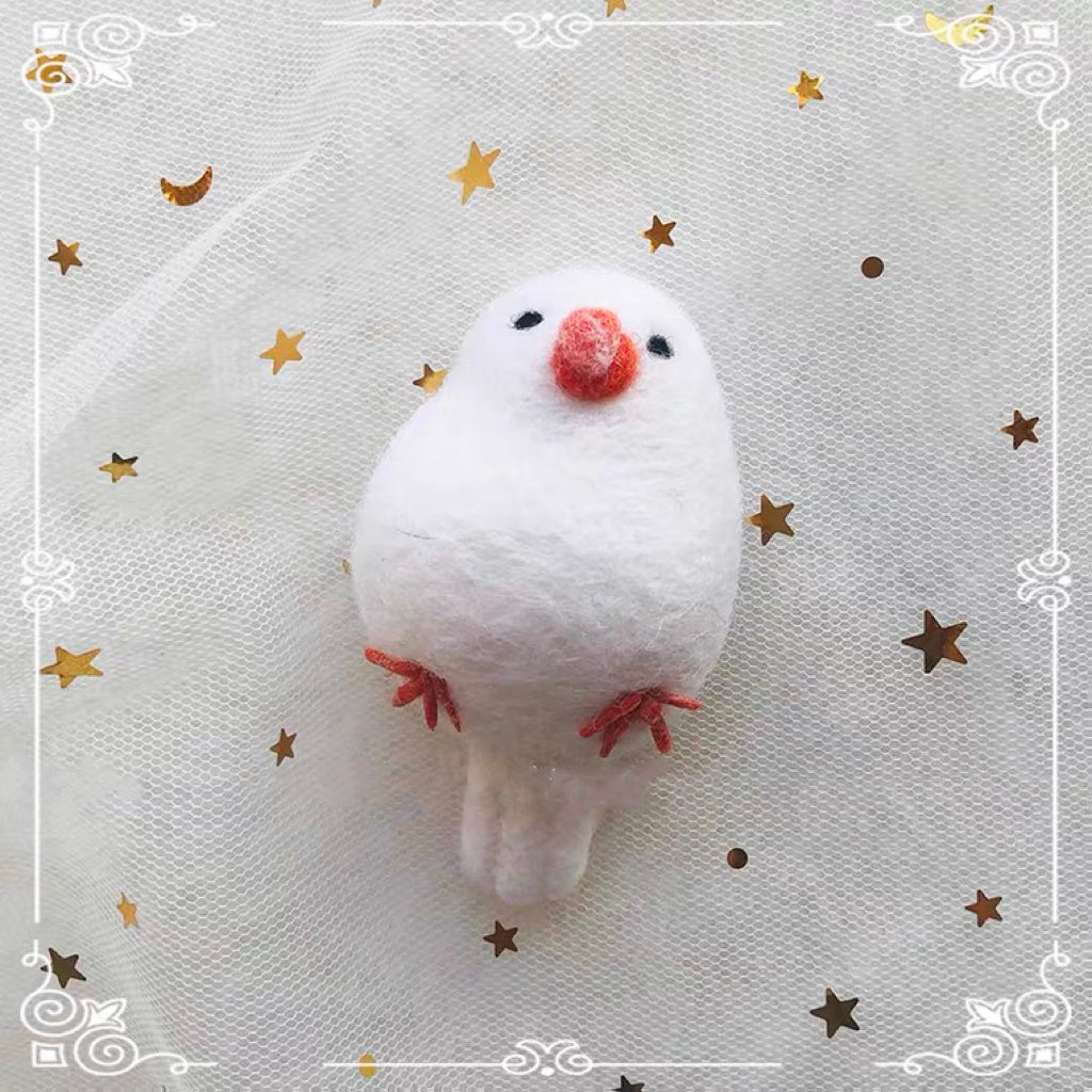 7x4cm Handmade Keychain Wool Felt Doll DIY Craft Kit Set | Budgie Cockatiel Grey White Java Sparrow Sparrow