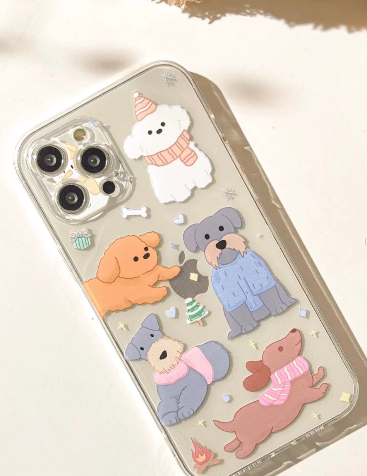 Lovely Dog Puppy Couple iPhone Case 6 7 8 PLUS SE2 XS XR X 11 12 13 14 15 Pro Promax 12mini 13mini