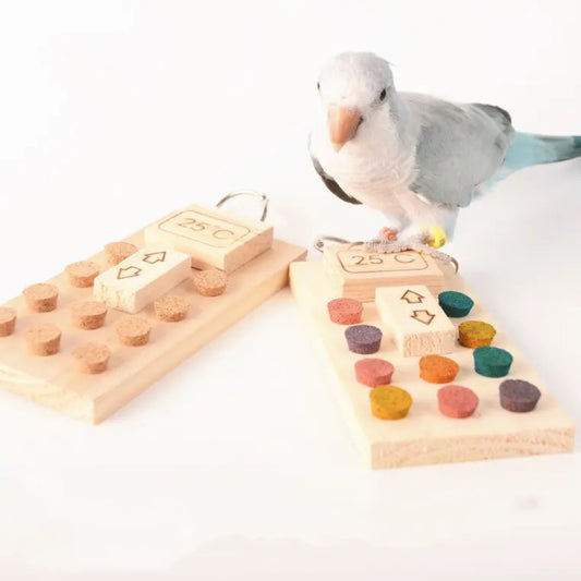 15x7cm Bird Use Remote Control Wooden and Colourful Cork Bite Toys for Parrot Bird Toys Cages Accessories Lovebird Budgie Pacific Parrotlet