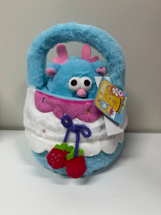 Lovely Chicken Fat Dundun Plush Doll | 20cm Dungon Blue Dragon Plush Doll With Cake Handbag - Children Gift Animal Plush Doll