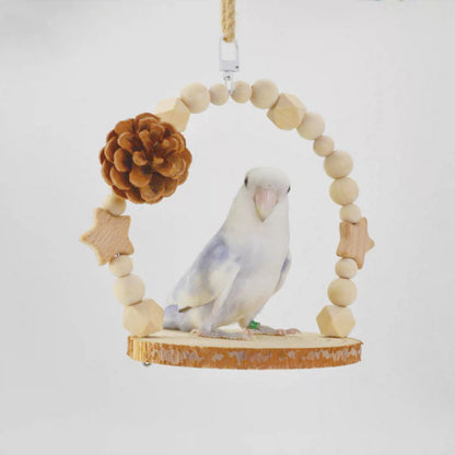 13x14cm Natural Style Starry with Pine Corn Platform Swings Hanging Toy Handmade Bird Toys Organic Bird Cages Accessories