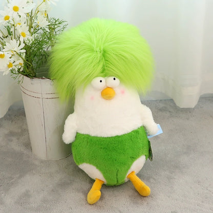 Lovely Chicken Funny Hair Chicken Giant Plush Doll | Green Pink Purple Yellow - Children Gift Animal Plush Doll Hair DIY