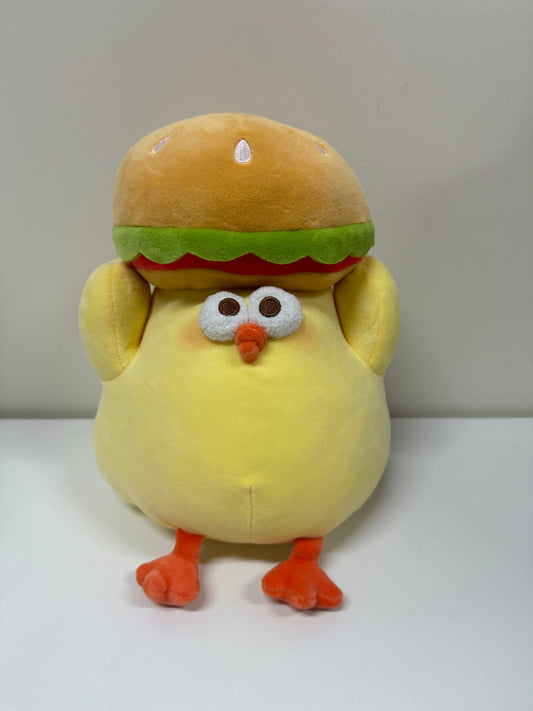 Lovely Chicken Fat Dundun Foods Plush Doll | Hamburger on Head Chick - Children Gift Animal Plush Doll