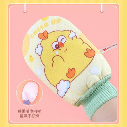 Lovely Chicken Fat Dundun Plush Bath Towel Gloves | Blue Yellow Pink - Children Gift Animal Daily Sundries