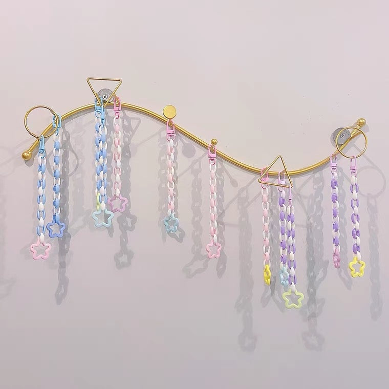 Set of 4 20cm Pastel Colourful with Stars Hanging Toy Handmade Bird Toys Organic Bird Cages Accessories