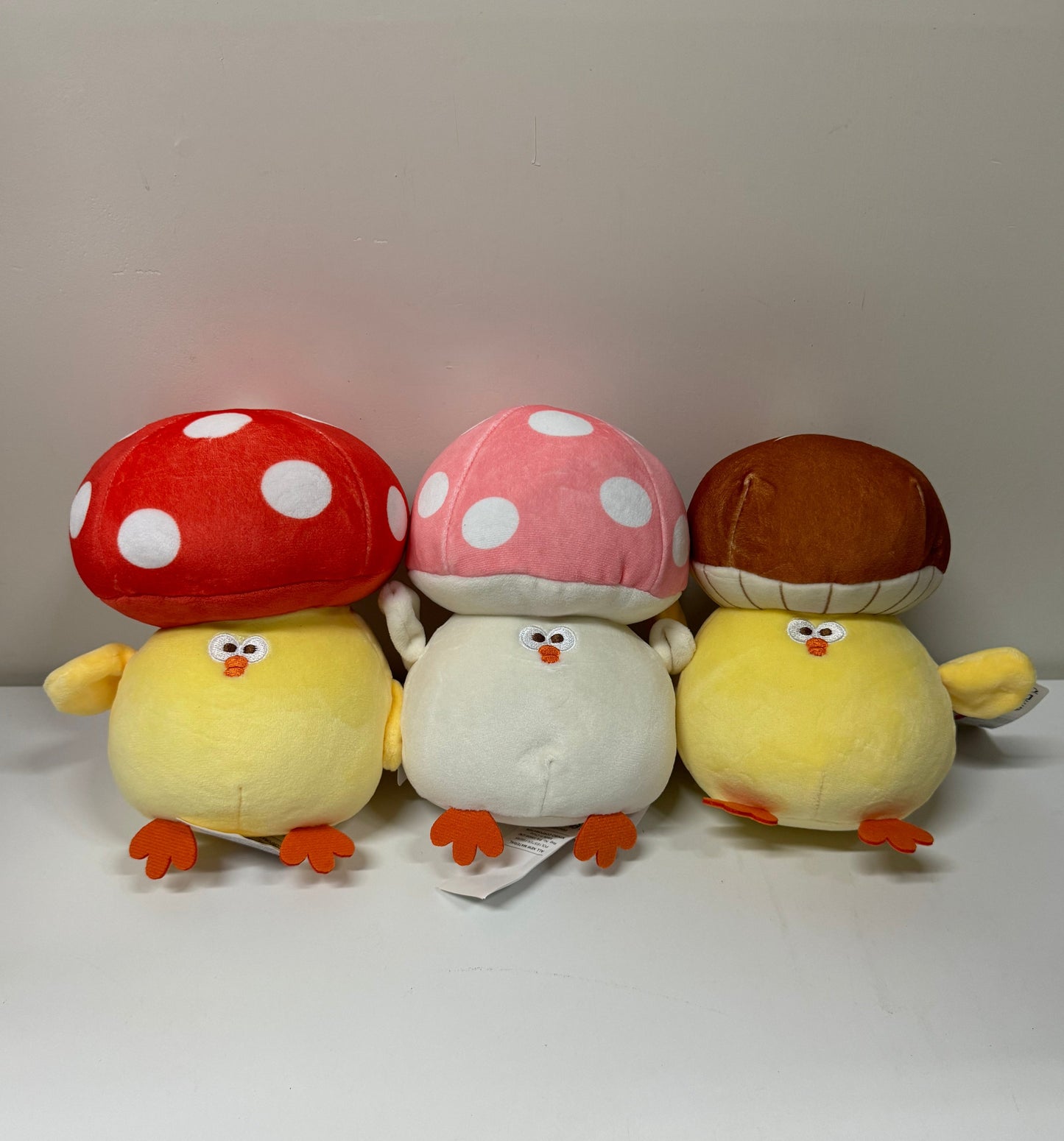 Lovely Chicken Fat Dundun Plush Doll | Red Pink Brown Mushroom Chick Set of 3 - Children Gift Animal Plush Doll