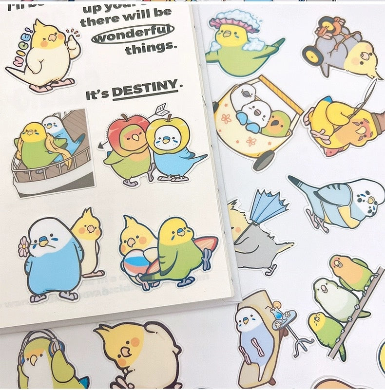 Set of 25 Pieces Lovely Big Parrot Cockatiel Lovebird Budgie Parrot Stickers Waterproof iPad iPhone NoteBook