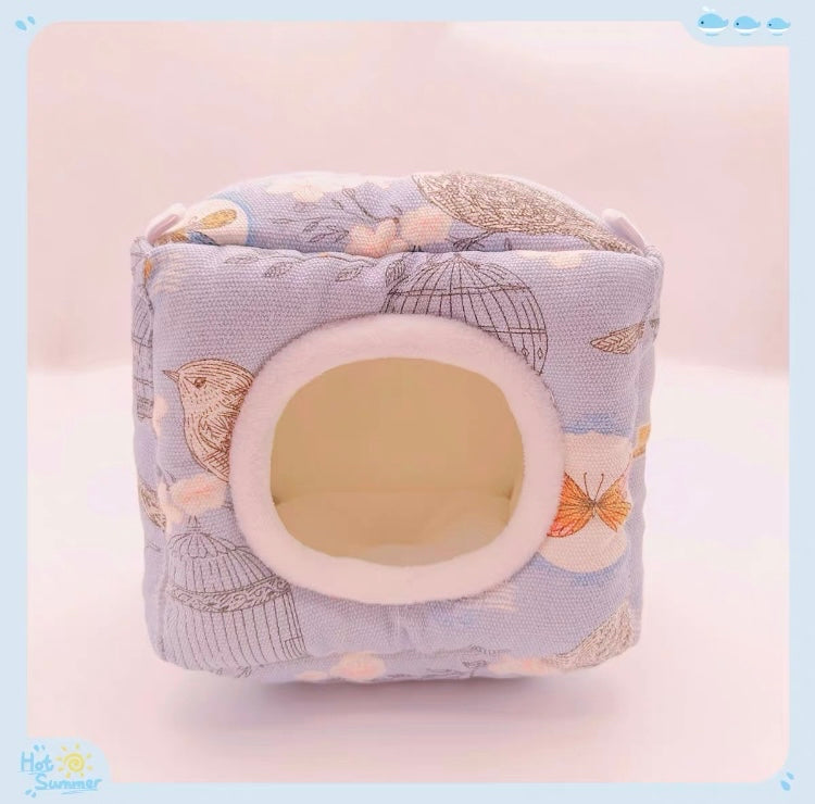 Handmade Kawaii Style Autumn Winter Parrot Square Room | My Melody Pink Blue - Organic Bird Cages Accessories Lovebird Budgie Parrotlet