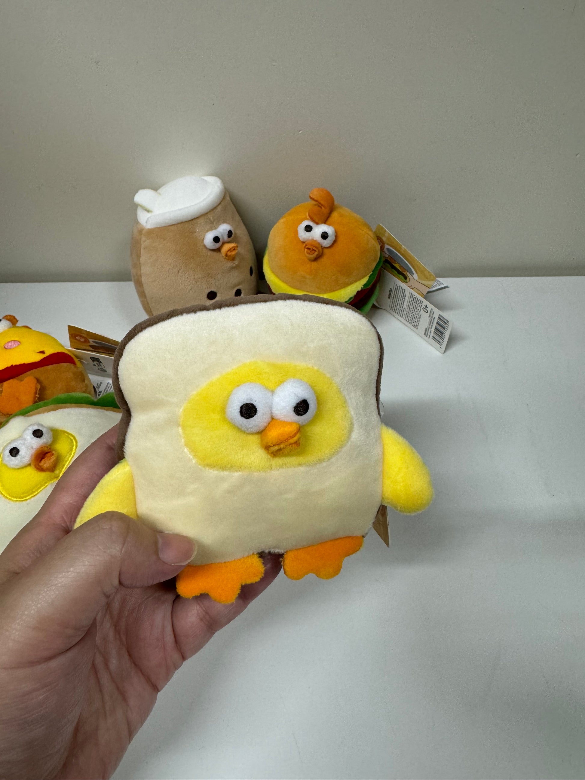 Lovely Chicken Fat Dundun Mini Plush Doll | Fast Food Set of 5 Pizza Sandwich Hamburger Milktea Toast - Children Gift Animal Plush Doll