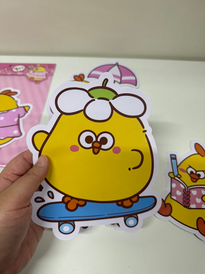 Lovely Chicken Fat Dundun Giant Sticker | 4 Style Pink Yellow Blue Green - Children Gift Animal Stationery