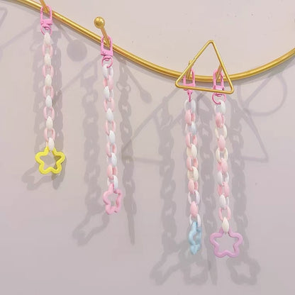 Set of 4 20cm Pastel Colourful with Stars Hanging Toy Handmade Bird Toys Organic Bird Cages Accessories