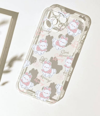 Lovely White Dog with Ribbon iPhone Case 6 7 8 PLUS SE2 XS XR X 11 12 13 14 15 Pro Promax 12mini 13mini